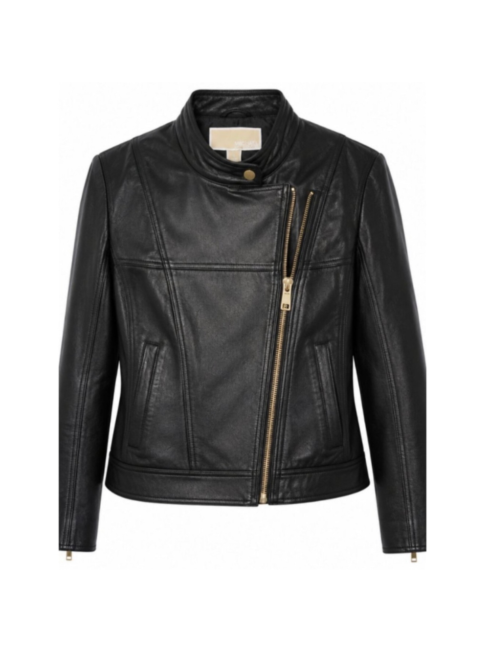 Michael Kors Black Lamb Leather Moto Jacket Size M